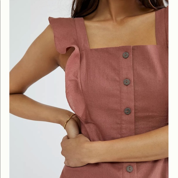 NWT Hutch Anthropologie Ruffled Maxi Dress in Rust Red - Picture 2 of 6